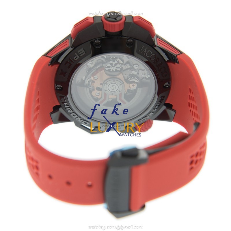 EC313.21.SB.BB.BHD4D - Jacob & Co Epic X Chrono Replica Watch - Automatic - Black Dial Red Strap - Image 4