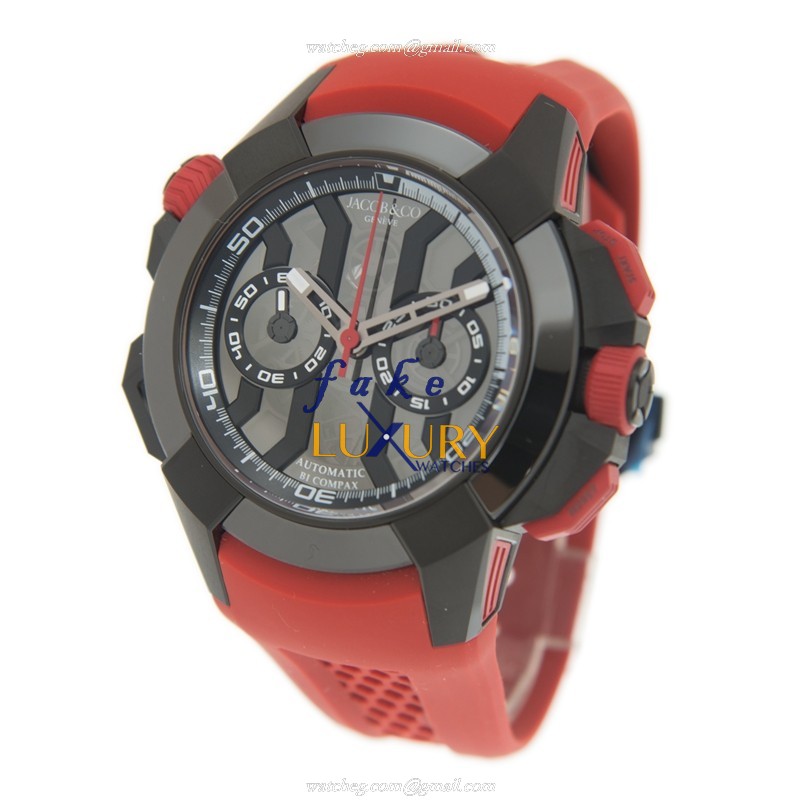 EC313.21.SB.BB.BHD4D - Jacob & Co Epic X Chrono Replica Watch - Automatic - Black Dial Red Strap - Image 3