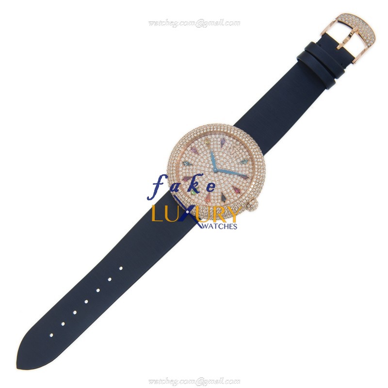 Jacob & Co Brilliant BQ030.40.RH.RR.ASK4A Quartz 18kt Rose Gold Diamond Blue Silk Replica Watch - Image 2