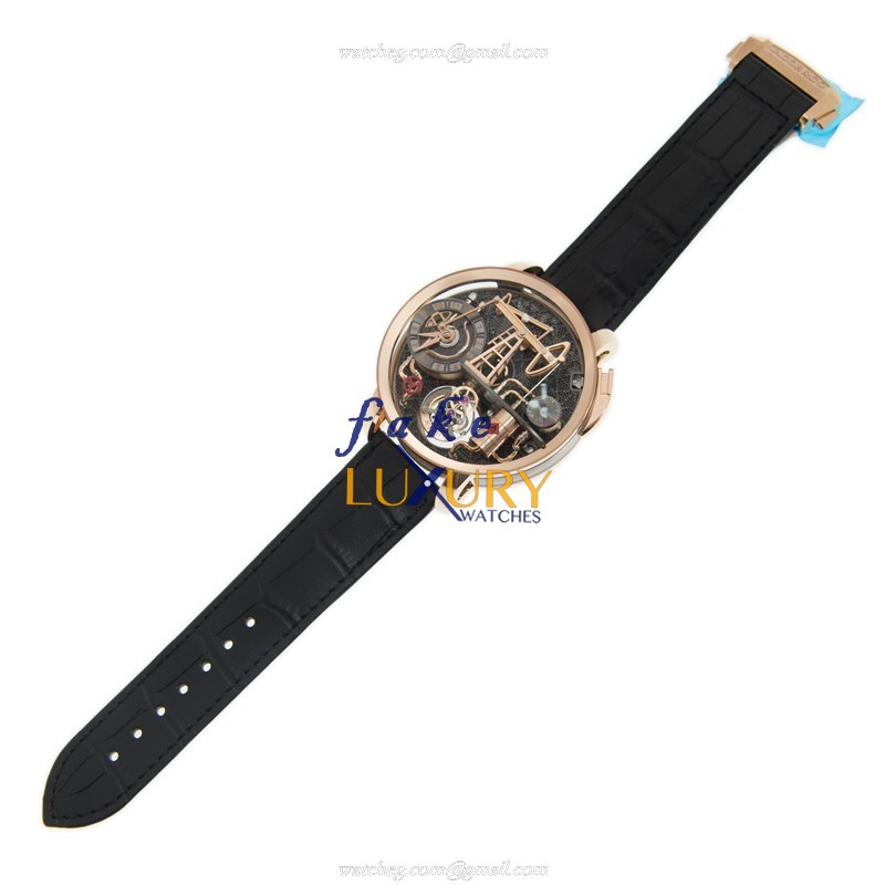 Jacob & Co OI100.40.AA.AA.ACA4S Manual Wind 18kt Rose Gold Transparent Skull Alligator Strap - Image 2