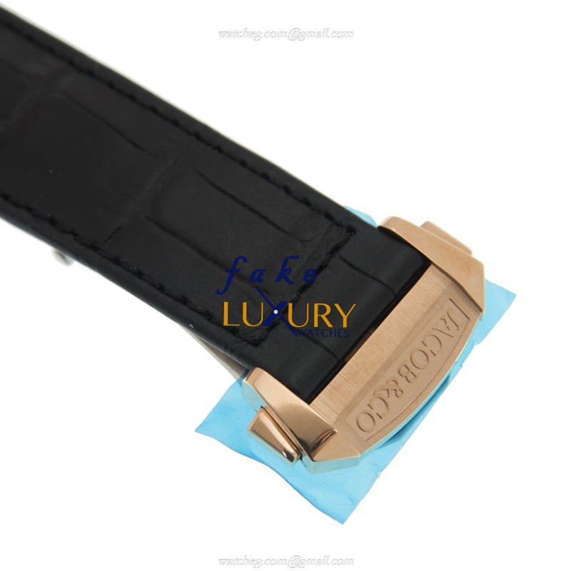 Jacob & Co OI100.40.AA.AA.ACA4S Manual Wind 18kt Rose Gold Transparent Skull Alligator Strap - Image 4