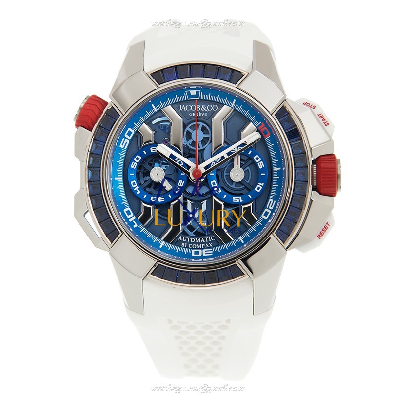 Jacob & Co. EC423.32.BB.UA.AHB4S Replica Watch, Auto, Blue Dial, White Gold Sapphire Case - Image 2