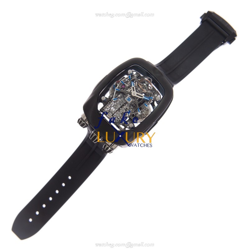 Jacob & Co BU200.21.AE.AB.ABQFA Manual Wind Titanium Case Black Dial Black Rubber Strap Replica - Image 2