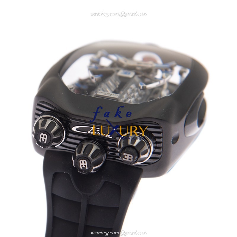 Jacob & Co BU200.21.AE.AB.ABQFA Manual Wind Titanium Case Black Dial Black Rubber Strap Replica - Image 5