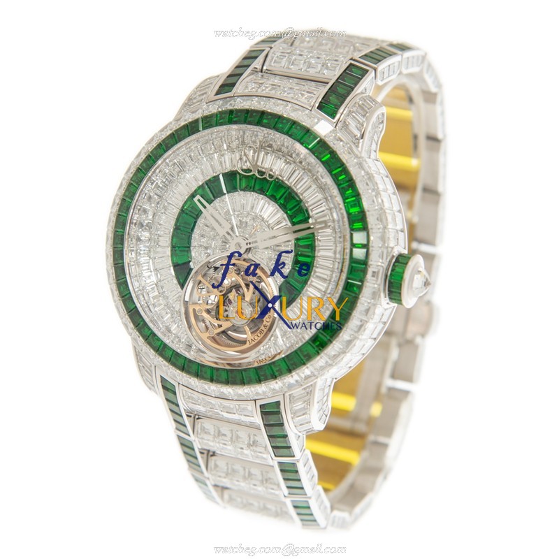 Jacob & Co CV210.30.BD.UA.A30BA CAVIAR TOURBILLON Manual Wind 18kt White Gold Diamond Replica Watch - Image 3