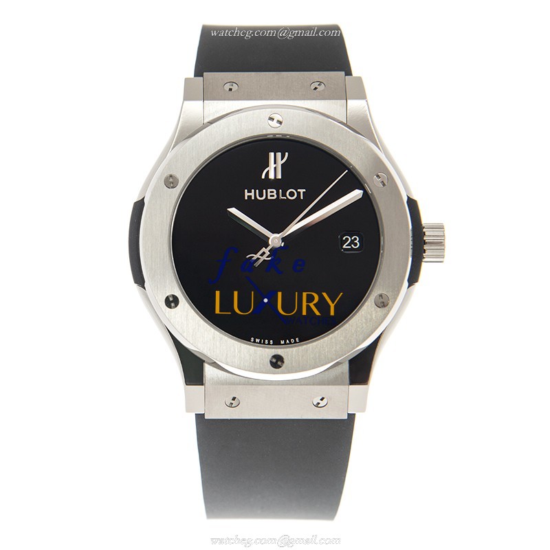Hublot 511.NX.1270.RX.MDM40 Classic Fusion Auto Titanium Replica Watch - Black Dial, Rubber Strap - Image 2