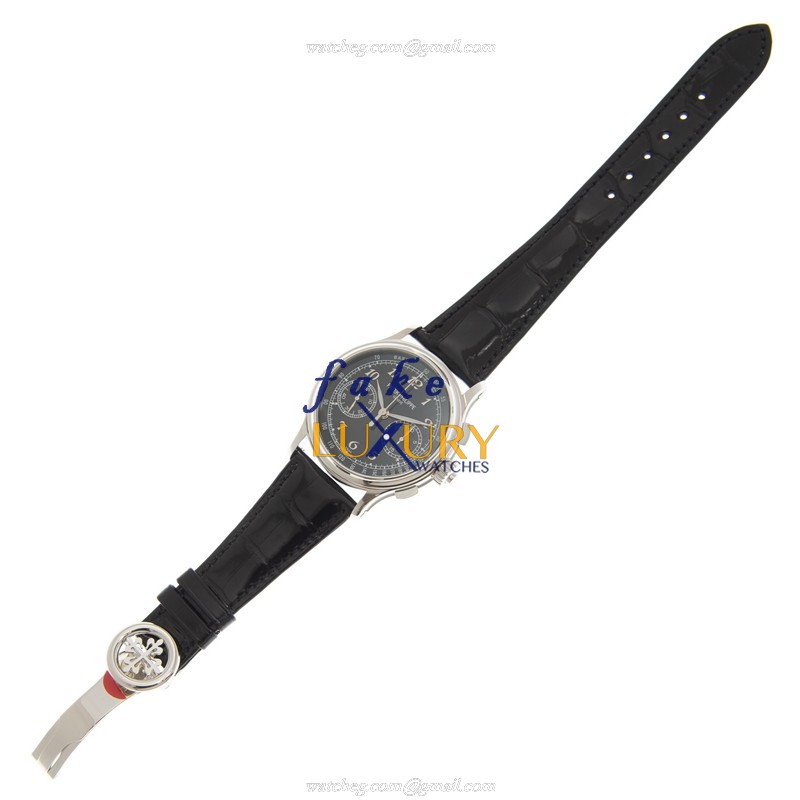 Patek Philippe 5370P-001 - Replica Watch - Manual Wind - Platinum Case - Black Dial - Alligator - Image 2