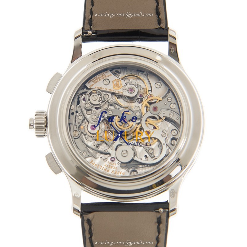 Patek Philippe 5370P-001 - Replica Watch - Manual Wind - Platinum Case - Black Dial - Alligator - Image 3