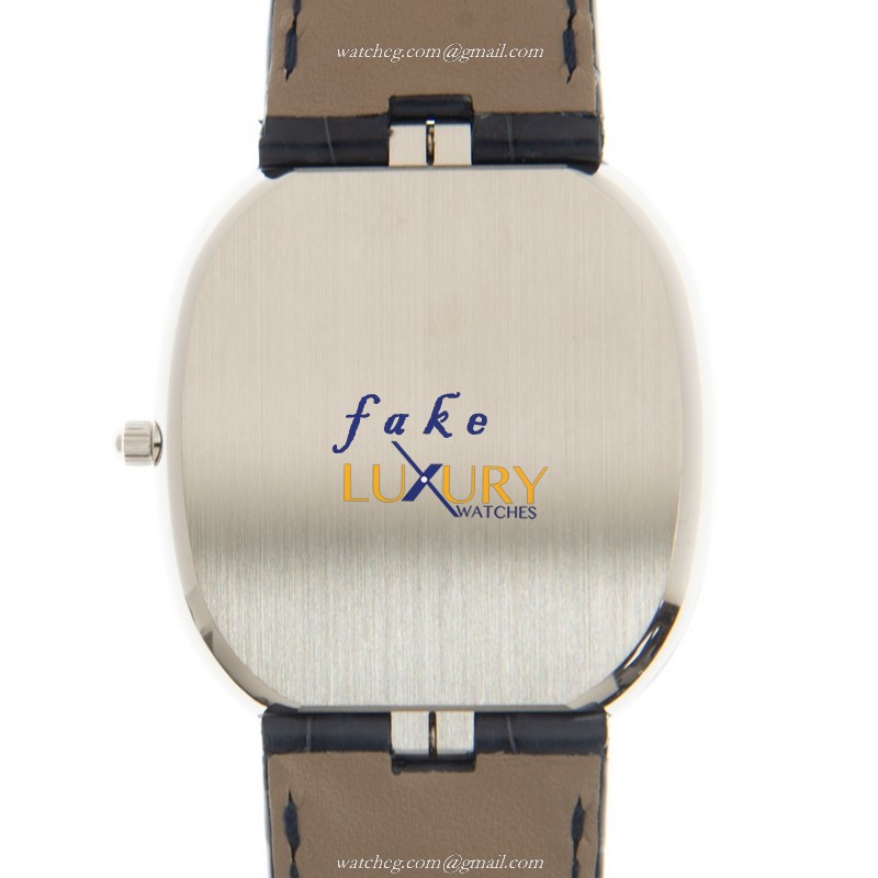 Patek Philippe Golden Ellipse 5738P-001 Automatic Platinum Blue Dial Leather Replica Watch - Image 3