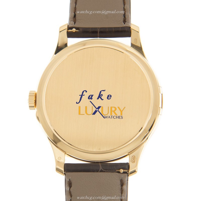 Patek Philippe 5227J-001 Calatrava Replica Watch Automatic 18kt Yellow Gold Beige Dial Alligator - Image 3