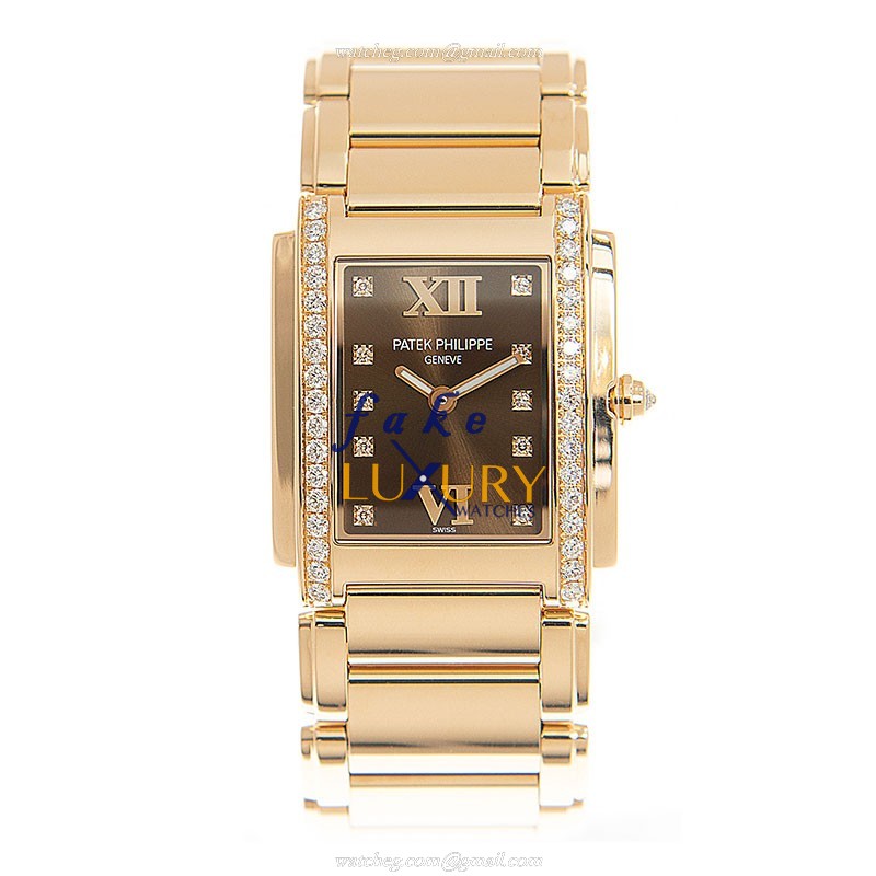 Patek Philippe 4910/11R-010 Replica Watch - Quartz - 18kt Rose Gold - Brown Dial - 25mm - Image 2