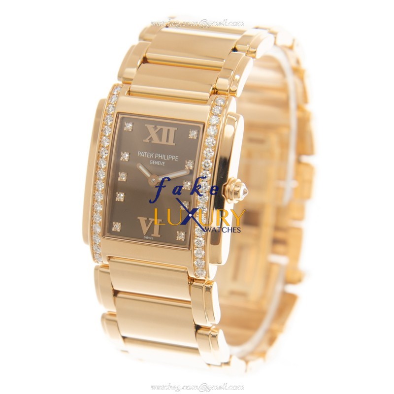 Patek Philippe 4910/11R-010 Replica Watch - Quartz - 18kt Rose Gold - Brown Dial - 25mm - Image 3