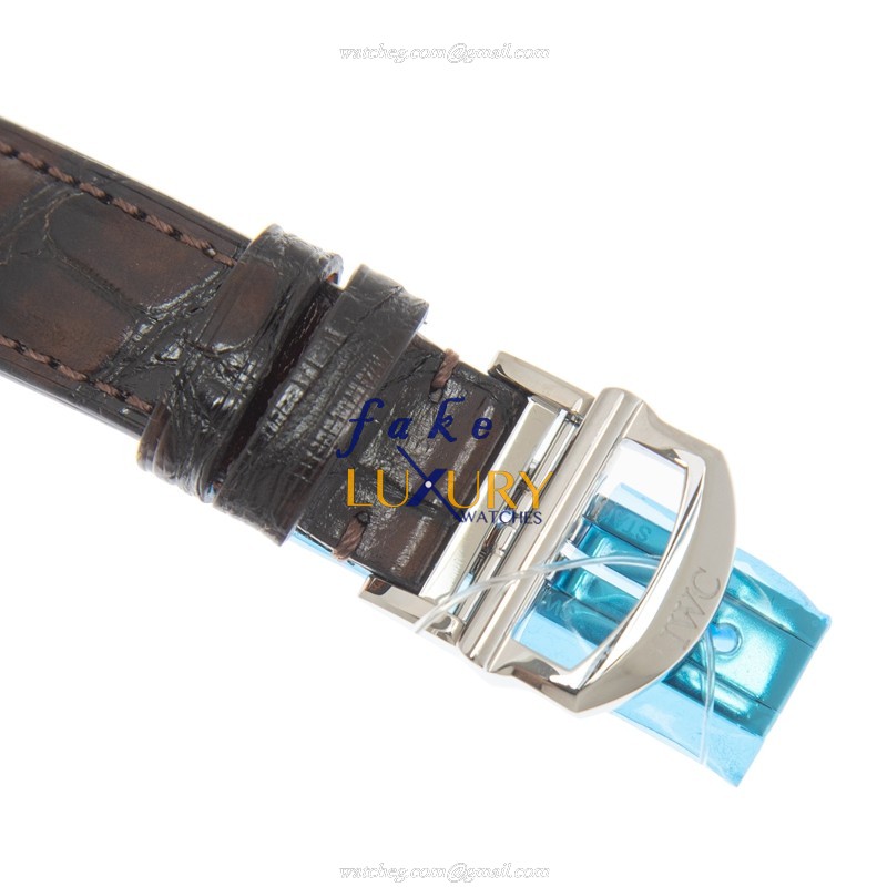 IWC IW357403 Portofino Replica Watch With Automatic Movement, Silver Dial, Brown Alligator Strap - Image 3