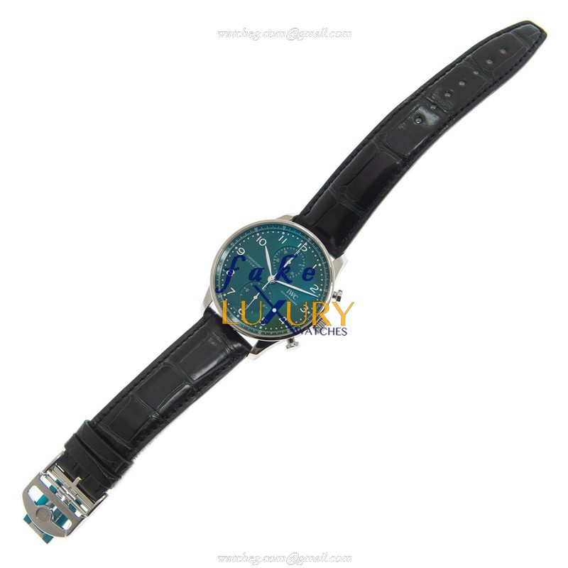 IWC IW371615 Portuguese Automatic Steel Green Dial Alligator Strap Replica Watch - Image 2