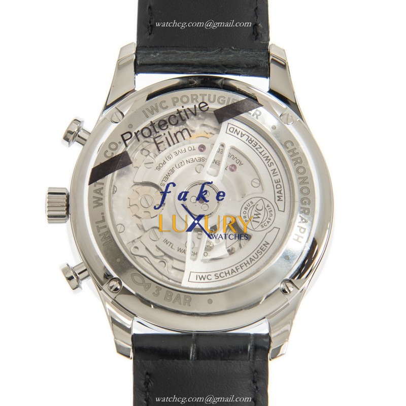 IWC IW371615 Portuguese Automatic Steel Green Dial Alligator Strap Replica Watch - Image 3