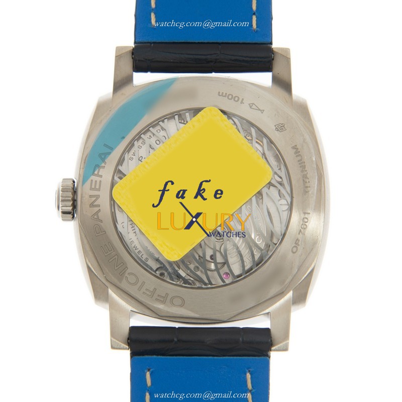 Panerai PAM01078 RADIOMIR Automatic Titanium Replica Watch - Blue Dial, Alligator Strap - Image 3