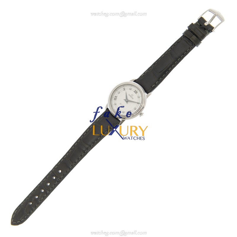 Omega De Ville 424.13.27.60.52.002 Replica Watch, Quartz Movement, Silver Dial, Black Leather Strap - Image 2