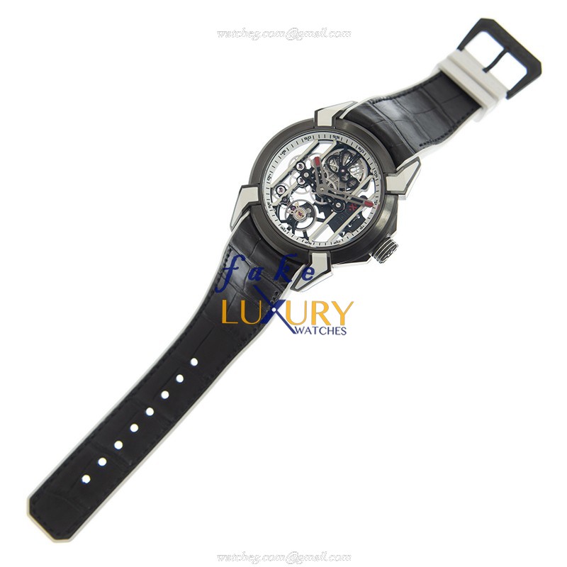 Jacob & Co EX100.21.WR.WB.ABRU Titanium Automatic Replica Watch, White Rubber Strap, Transparent - Image 2