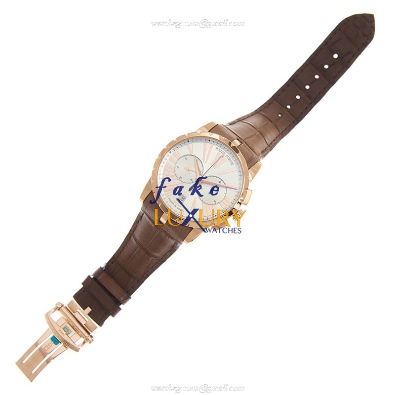 Roger Dubuis RDDBEX0390 Excalibur Replica Watch, Gold Dial, Brown Alligator Strap, Automatic - Image 2