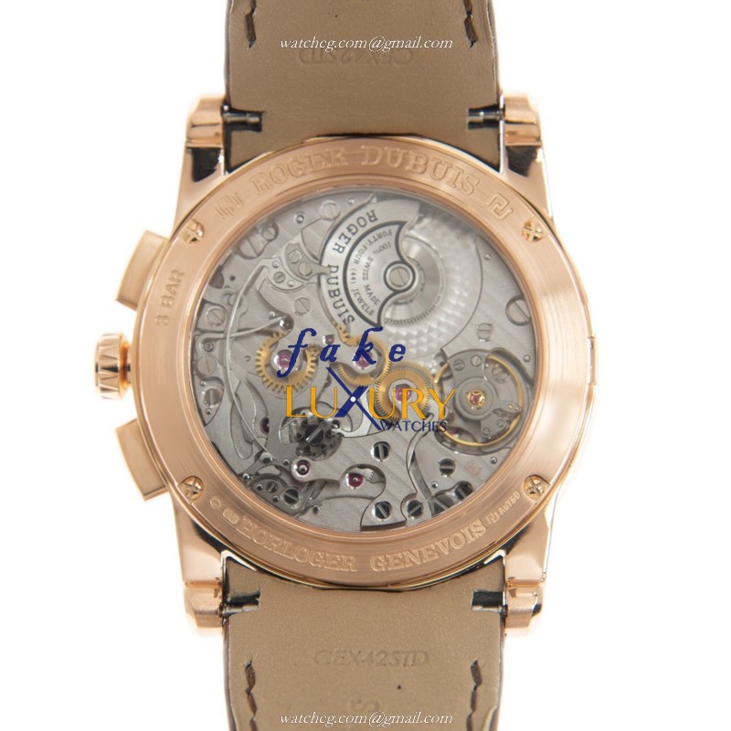 Roger Dubuis RDDBEX0390 Excalibur Replica Watch, Gold Dial, Brown Alligator Strap, Automatic - Image 3