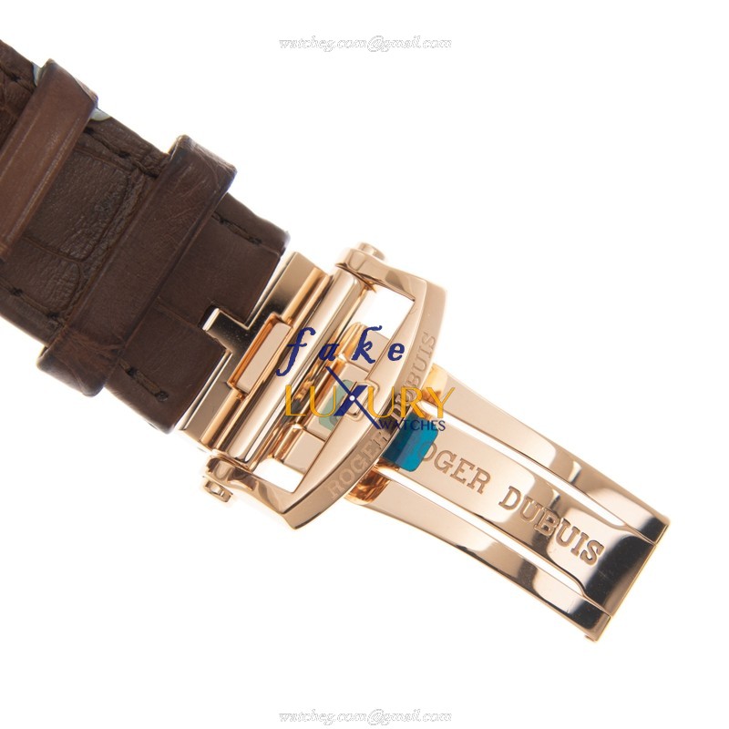 Roger Dubuis RDDBEX0390 Excalibur Replica Watch, Gold Dial, Brown Alligator Strap, Automatic - Image 4
