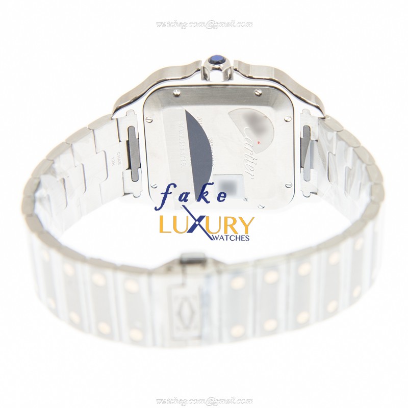Cartier W2SA0009 Santos Auto 18K Gold Steel Case Silver Dial Replica Watch - Image 4