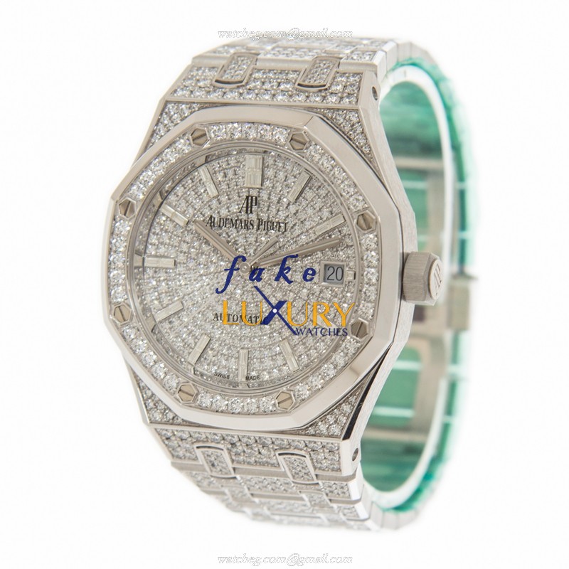 Audemars Piguet Royal Oak 15452BC.ZZ.1258BC.01 Replica Watch Silver Dial 18kt White Gold Diamond - Image 3