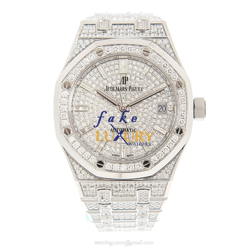 Audemars Piguet Royal Oak 15452BC.ZZ.1258BC.01 Replica Watch Silver Dial 18kt White Gold Diamond - Image 2