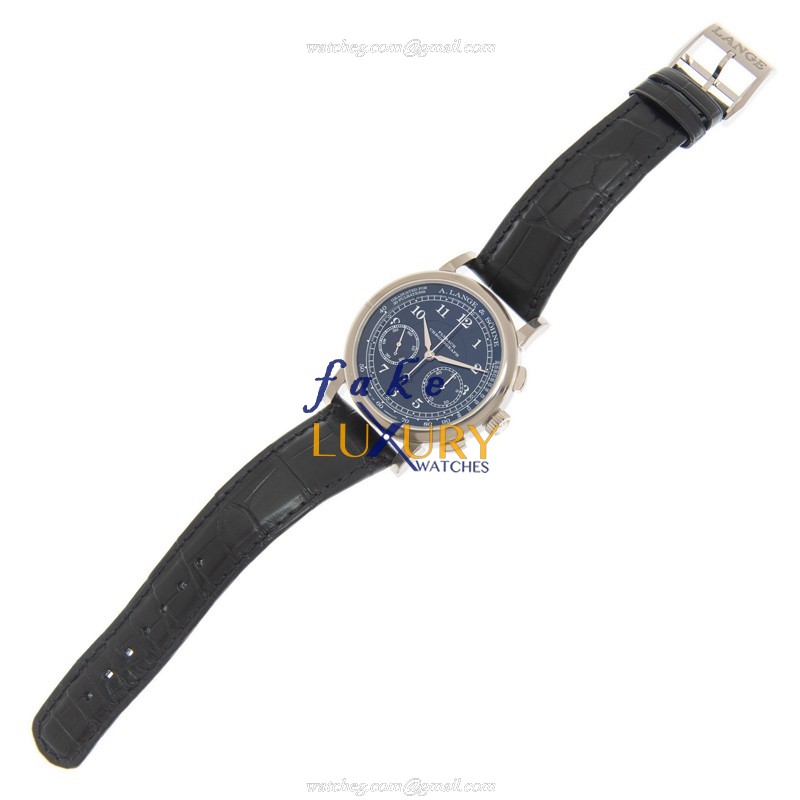 A Lange & Sohne 414.028 1815 Chronograph - Replica Watch - Automatic - 18kt White Gold - Alligator - Image 2