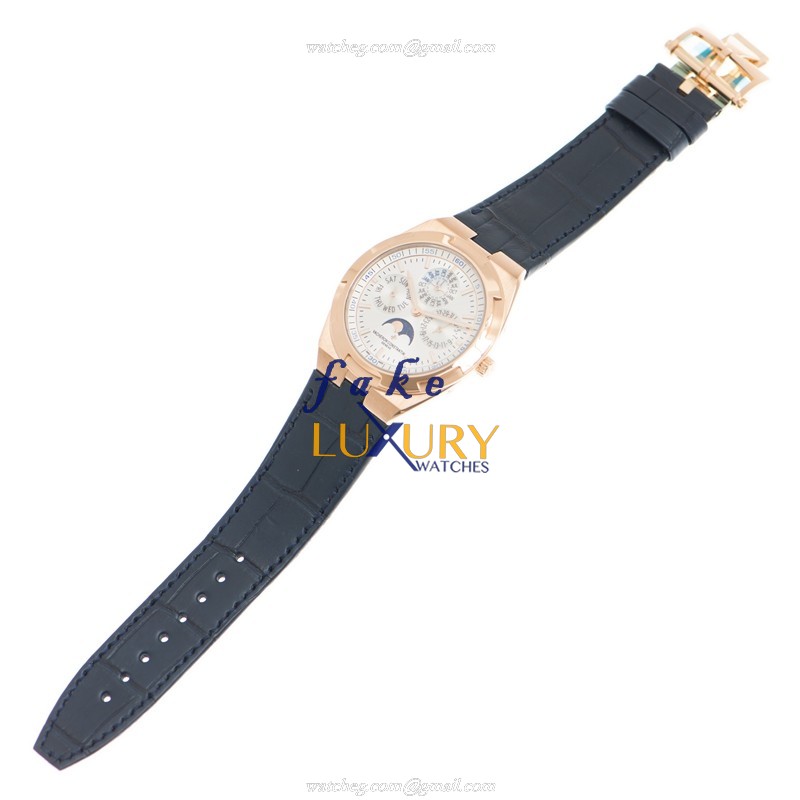 Vacheron Constantin Overseas 4300V/000R-B064 Replica Watch, Rose Gold Case, Silver Dial, Blue Strap - Image 2