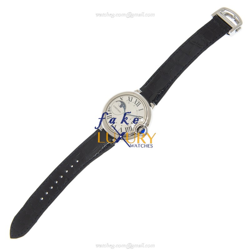 Cartier Ballon Bleu WSBB0029 Automatic Silver Dial Alligator Strap Steel Replica Watch - Image 2