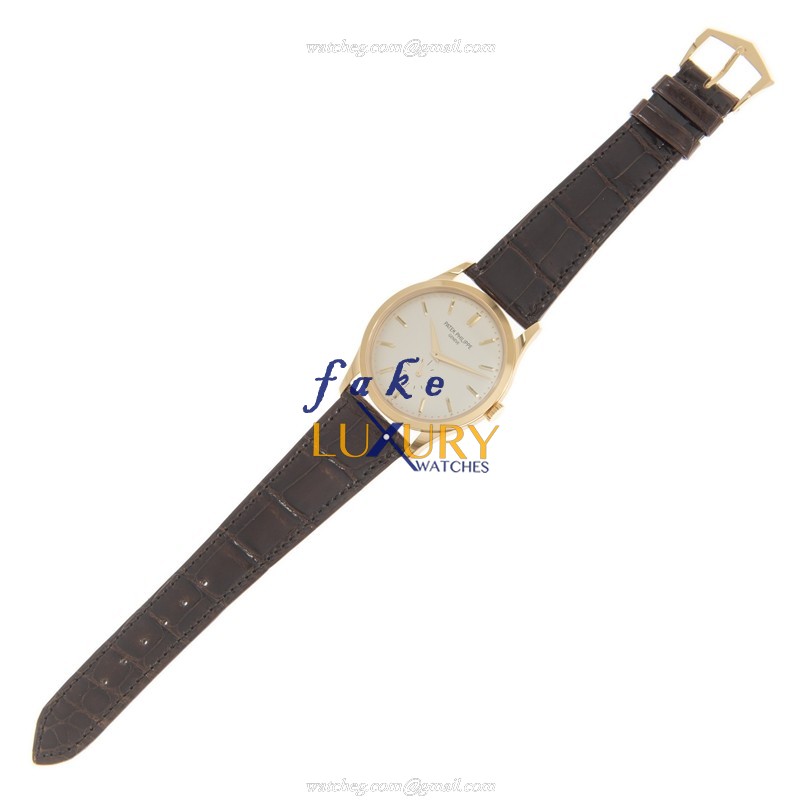 Patek Philippe 5196J-001 Calatrava Replica Watch White Dial 18kt Yellow Gold Manual Wind - Image 2