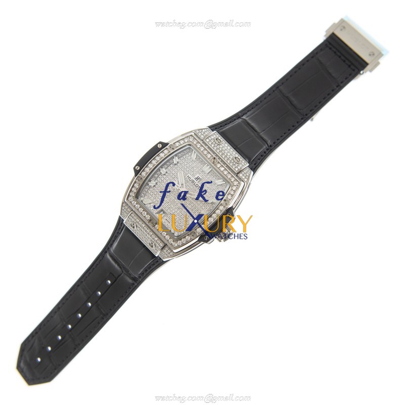 Hublot 665.NX.9010.LR.1604 AUTO Titanium Diamond Replica Watch - 39mm Silver Dial, Alligator Black - Image 2