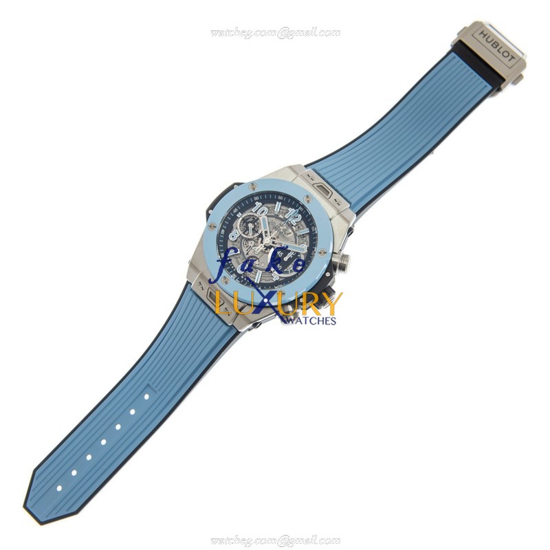 Hublot 411.NL.1192.RX.PDE19 BIG BANG Automatic Titanium - Transparent Dial - Blue Rubber Strap - Image 2