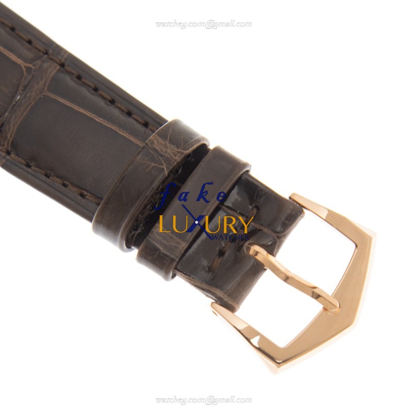 Patek Philippe 6119R-001 Calatrava Replica Watch, Manual Wind, 18kt Rose Gold, White Dial, Brown - Image 4