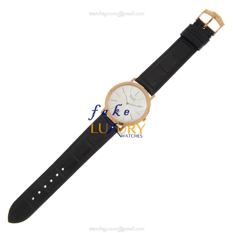 Piaget G0A31114 Replica Watch, Manual Wind, 18kt Rose Gold Case, Silver Dial, Black Alligator Strap - Image 2