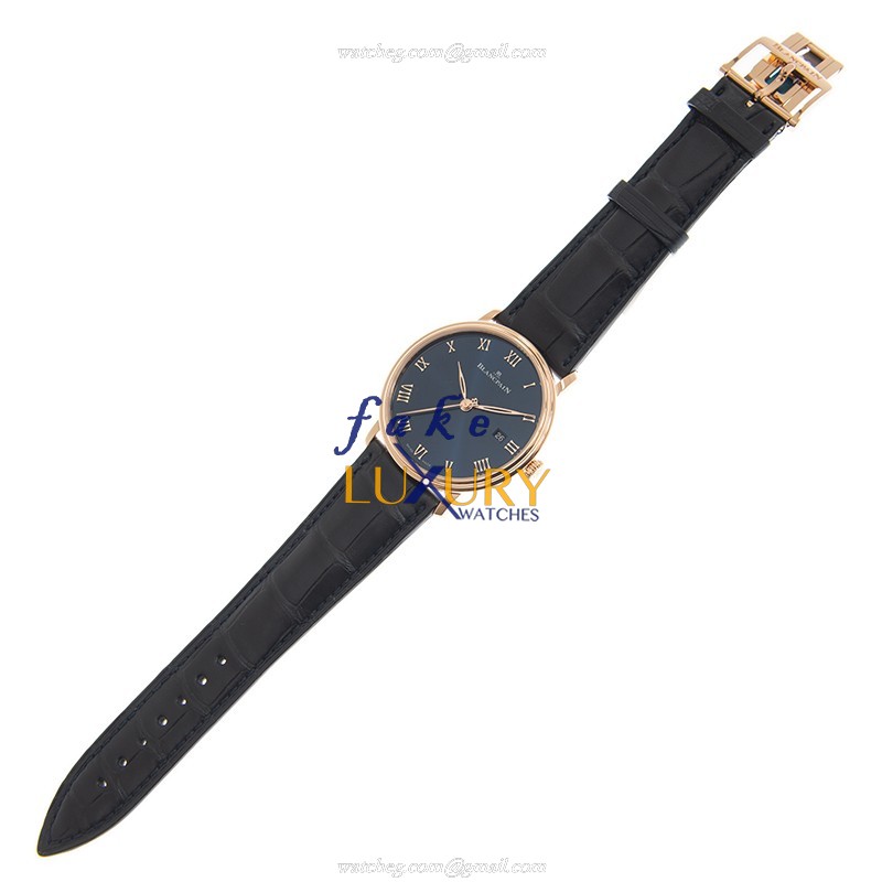 Blancpain 6651-3640-55B Replica Watch, Manual Wind, 18kt Rose Gold Case, Dark Blue Dial - Image 2