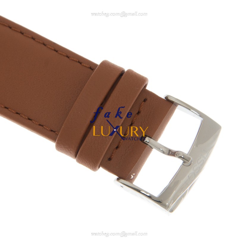 Tissot T109.610.16.037.00 Replica Watch, Quartz Movement, Silver Dial, Brown Leather Strap - Image 4