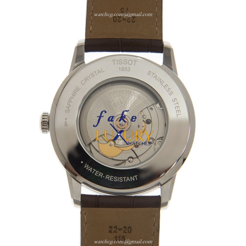 Tissot T086.407.16.031.00 Replica Watch, Automatic, Silver Dial, Stainless Steel Case, Leather Strap - Image 3