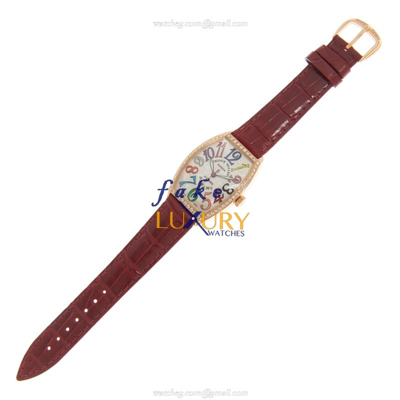 5851 M SC COL DRM D 1R 5N-RED - Franck Muller Cintree Curvex Replica Watch Automatic Silver Dial - Image 2