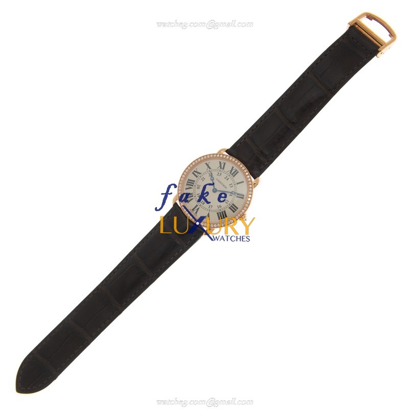 Cartier WR000651 Ronde Louis Cartier Manual Wind 18kt Rose Gold White Dial Replica Watch - Image 2