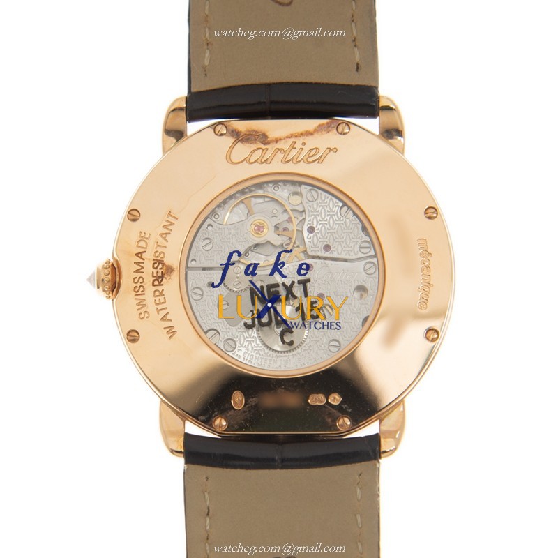 Cartier WR000651 Ronde Louis Cartier Manual Wind 18kt Rose Gold White Dial Replica Watch - Image 3