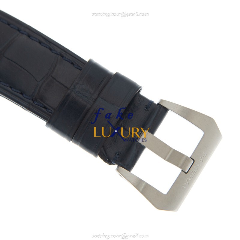 Panerai PAM01393 LUMINOR MARINA AUTO Swiss Steel Case Blue Dial Alligator Strap Replica Watch - Image 4