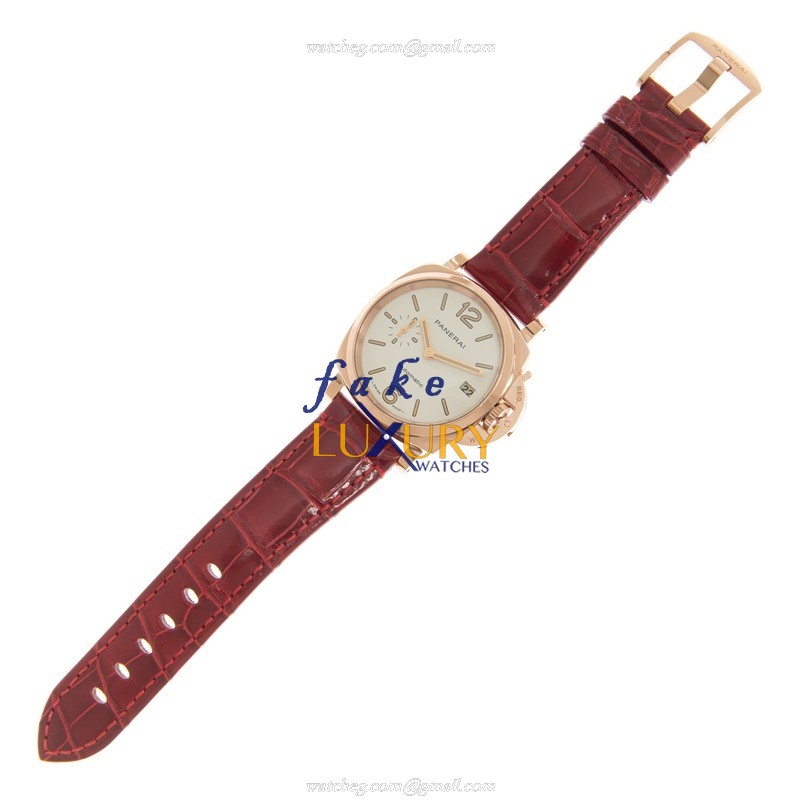 Panerai PAM01045 Luminor Due 38mm 18kt Rose Gold Red Alligator Automatic Replica Watch - Image 2