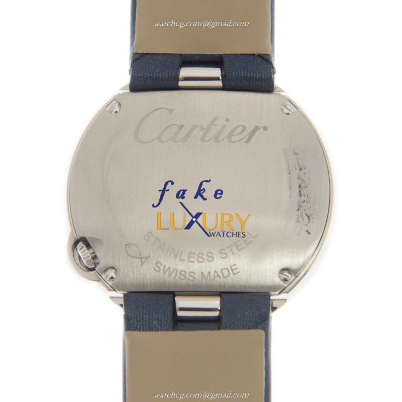 Cartier W4BL0003 Ballon Blanc de Cartier Replica Watch, Quartz, Silver Dial, Blue Silk Strap - Image 3