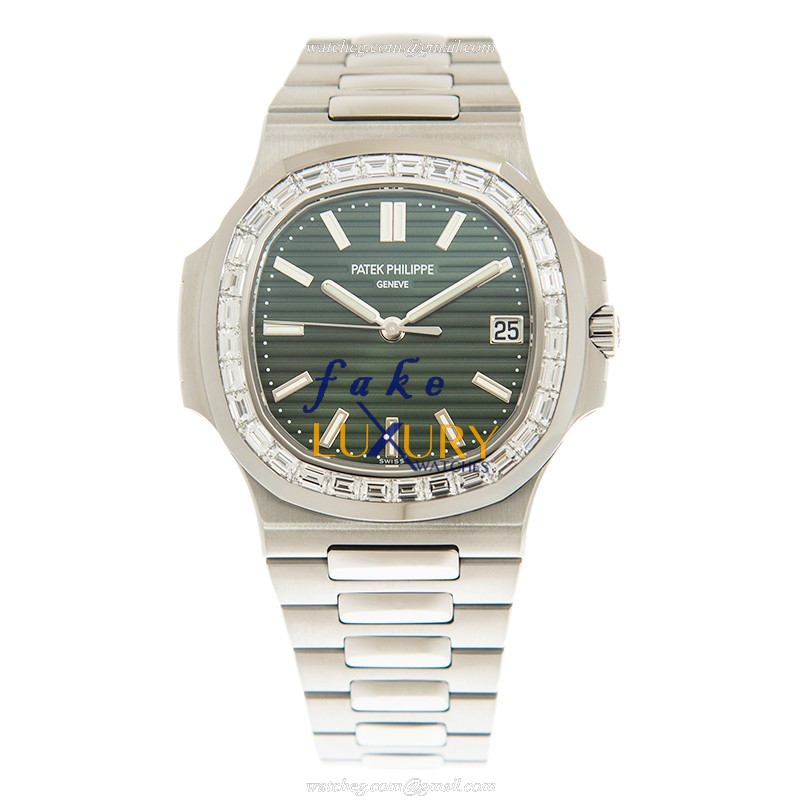 Patek Philippe 5711/1300A-001 Nautilus Automatic Green Dial Stainless Steel Diamonds Replica Watch - Image 2