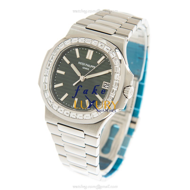 Patek Philippe 5711/1300A-001 Nautilus Automatic Green Dial Stainless Steel Diamonds Replica Watch - Image 3