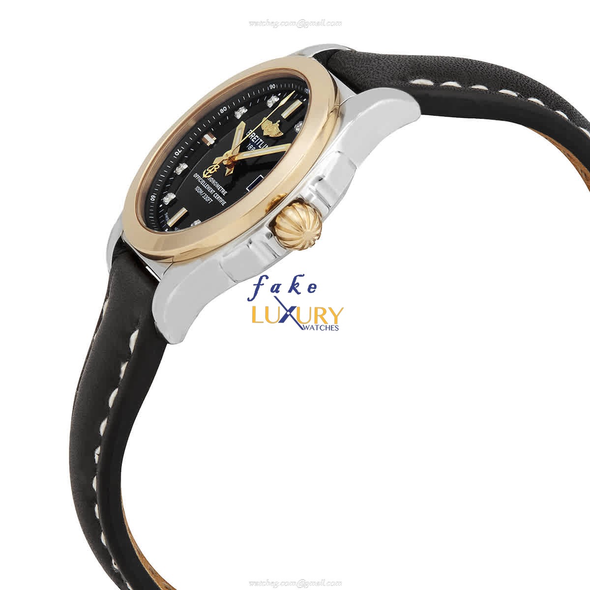 Breitling C7234812/BE86BKLT Replica Watch Quartz Movement Black Dial Steel Case Leather Strap Ladies - Image 2