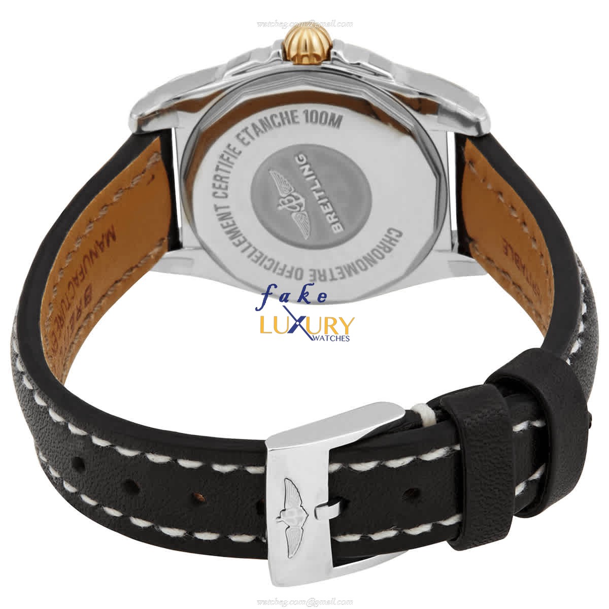 Breitling C7234812/BE86BKLT Replica Watch Quartz Movement Black Dial Steel Case Leather Strap Ladies - Image 3