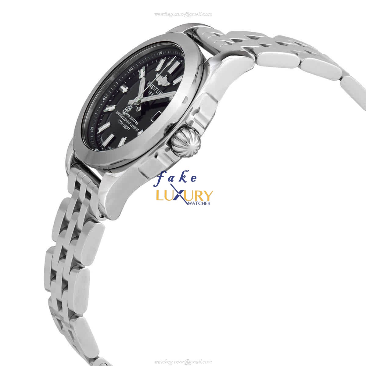 W72348121B2A1 - Breitling Galactic Quartz Replica Watch - Stainless Steel Black Dial - Image 2